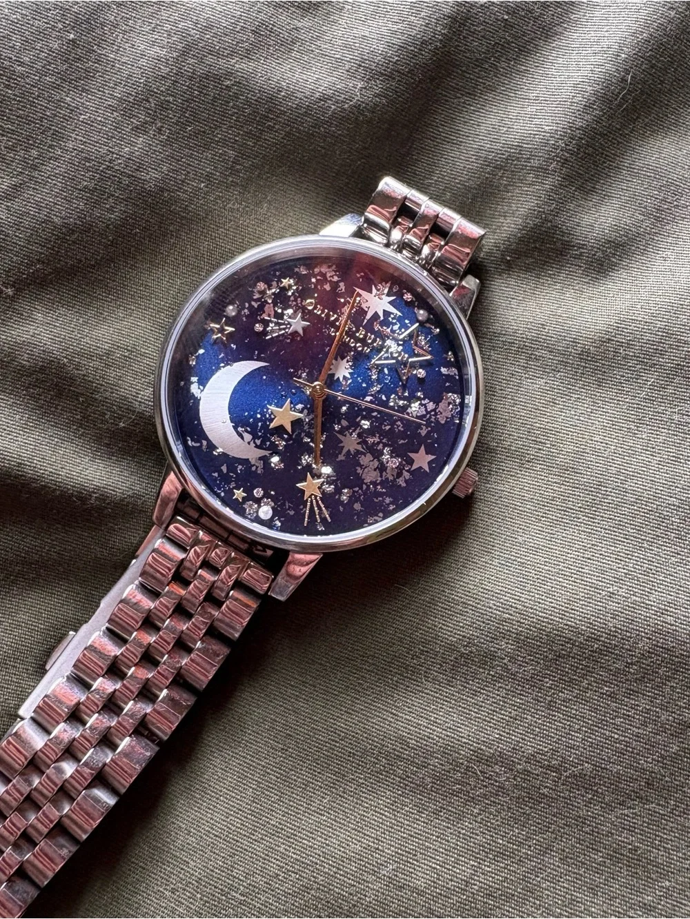 Rare Olivia Burton Celestial Star & Moon Silver Watch